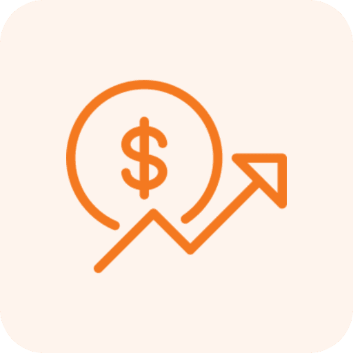 Dollar symbol with upward arrow graph.