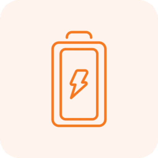 Battery icon with lightning bolt symbol.
