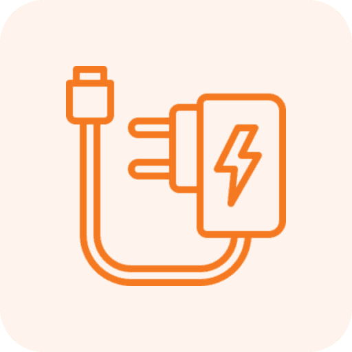Charging cable icon with lightning bolt.