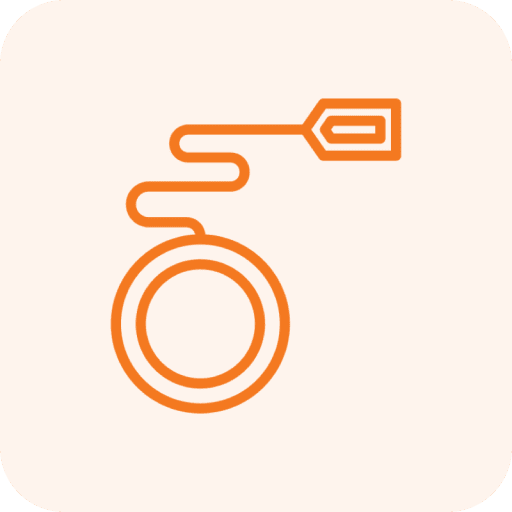 Orange yo-yo icon on beige background.