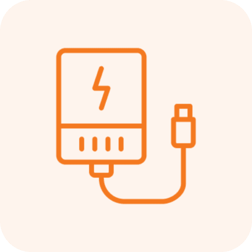 Power bank icon with charging cable.