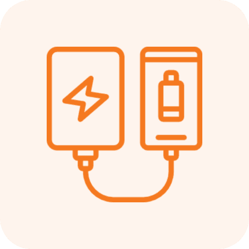 Power bank charging a smartphone icon.