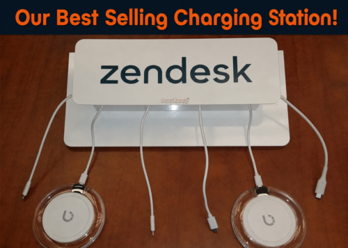 Zendesk charging station with cables and pads