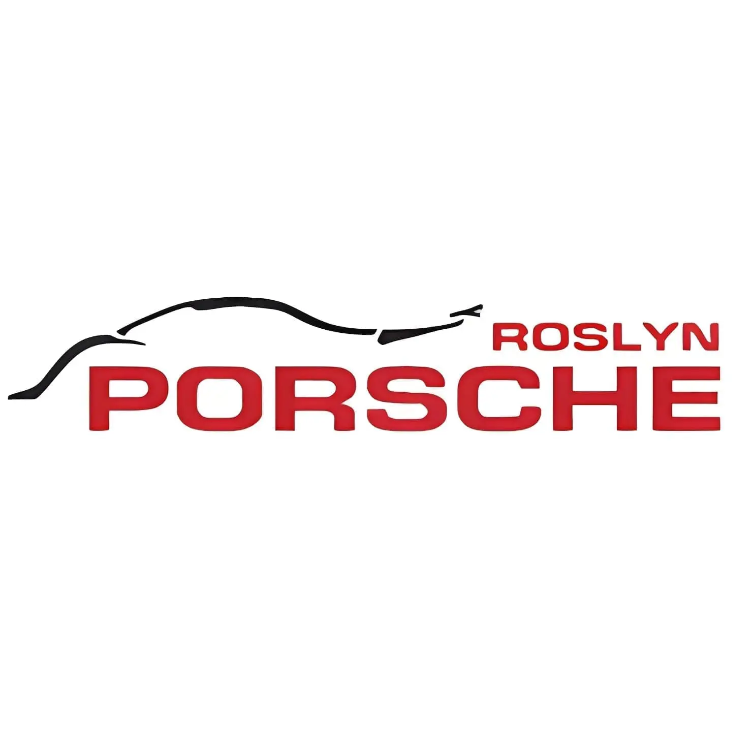 Roslyn Porsche logo with car silhouette.
