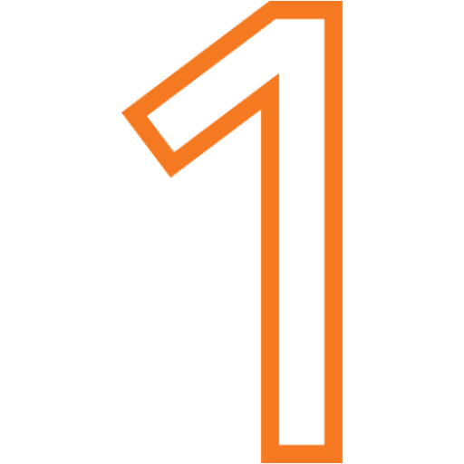 Orange number one on black background.
