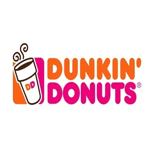 Dunkin' Donuts logo with coffee cup.
