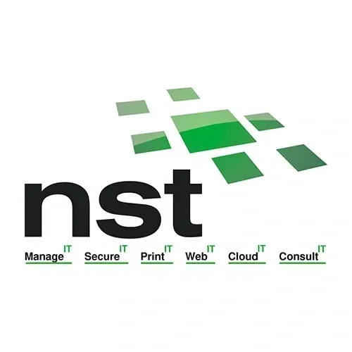 NST logo with green geometric shapes.